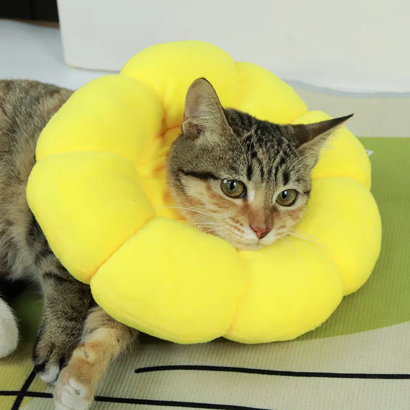 Honden en Kattenkraag Na Operatie – Zachte Pluche Zonnebloem Beschermkraag