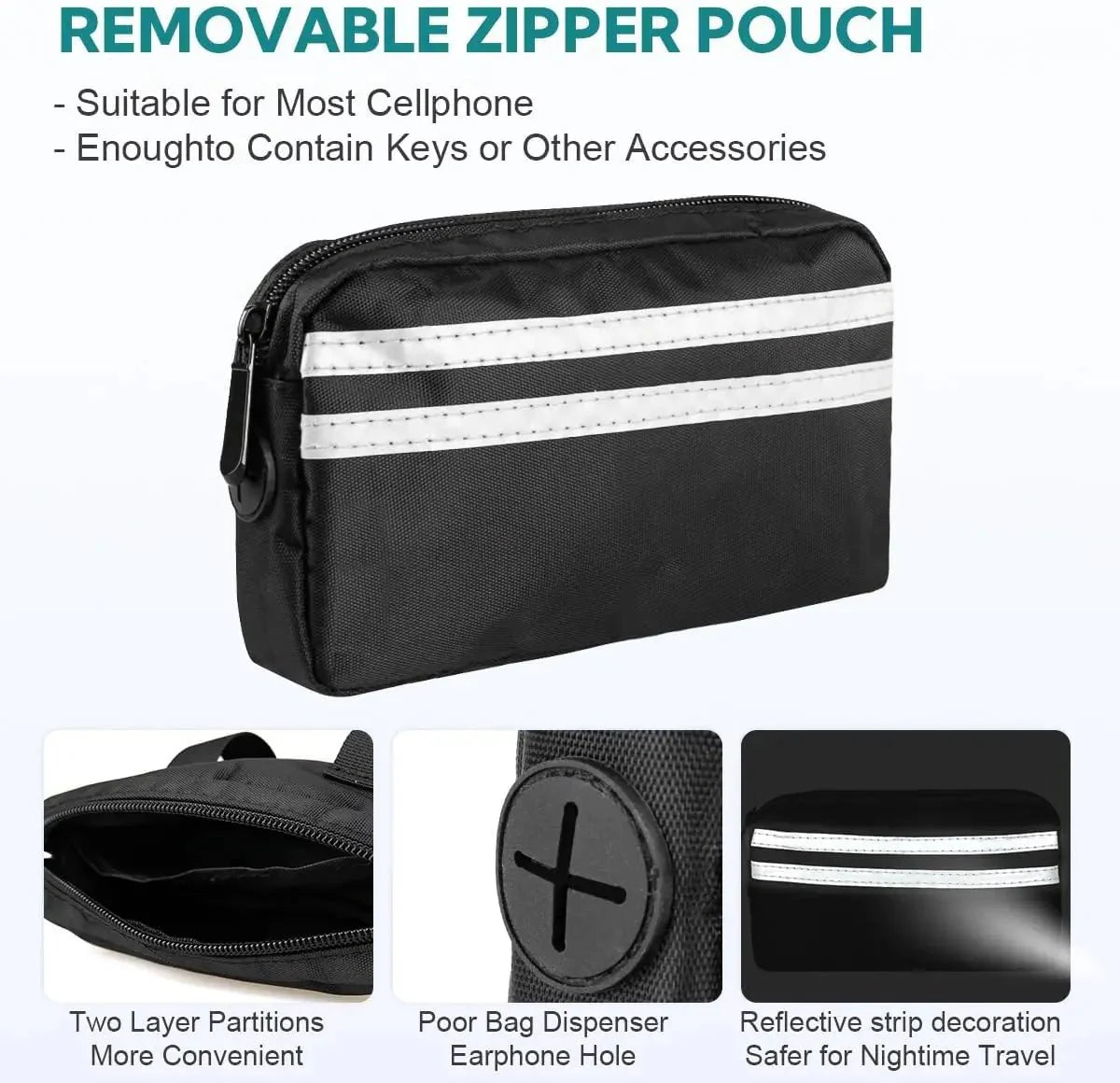 Handsfree Hondenriem met Opbergtasje