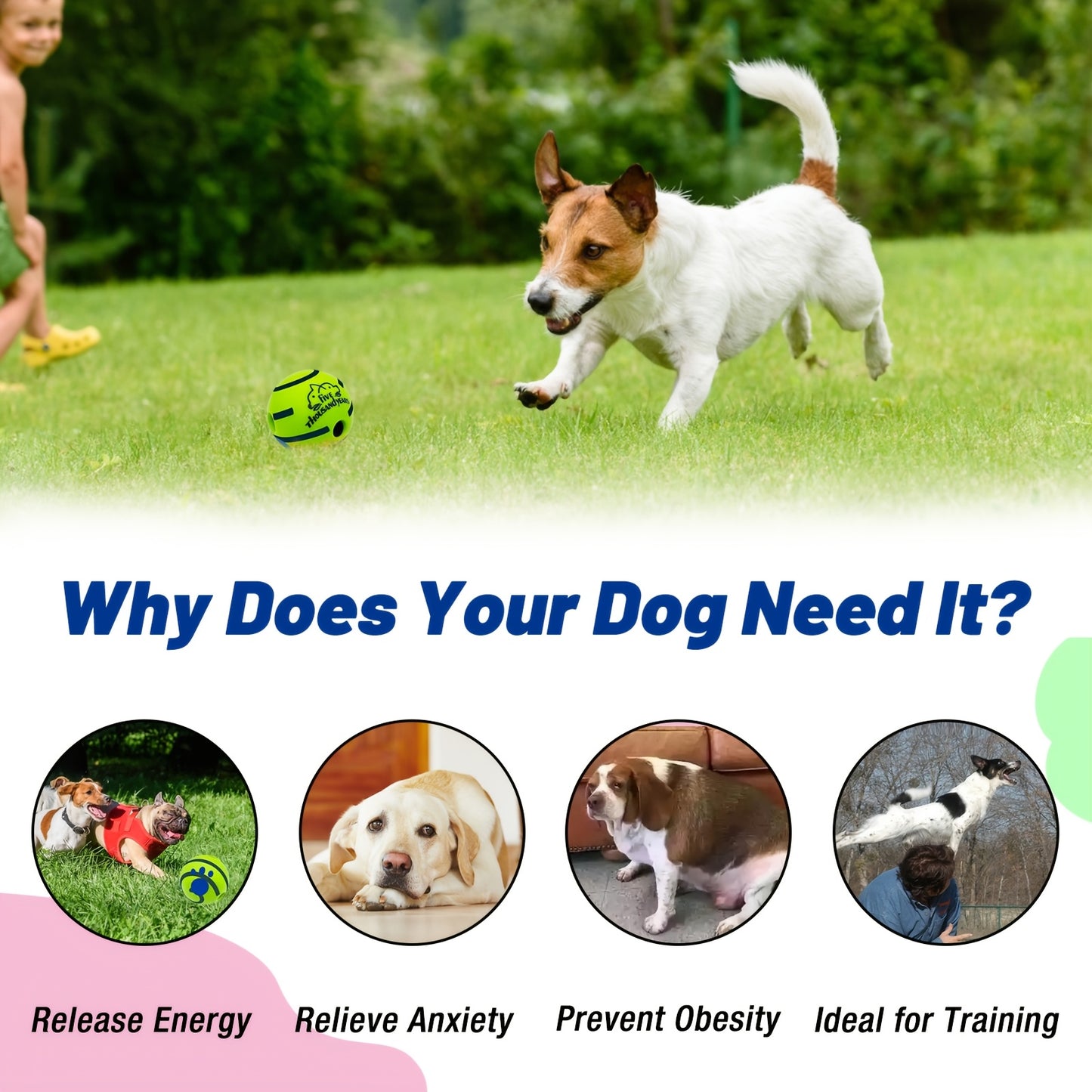 Pet Interactive Rolling Sound Ball Toy, Dog IQ Training Ball, Without Battery