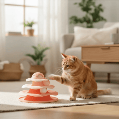 Interactief Speelgoed Kat – Meervoudige Draaitoren Met Rollende Ballen