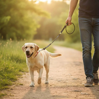 Hondenriem - 2-in-1 Slipriem & Halsband - Zwart, Rood