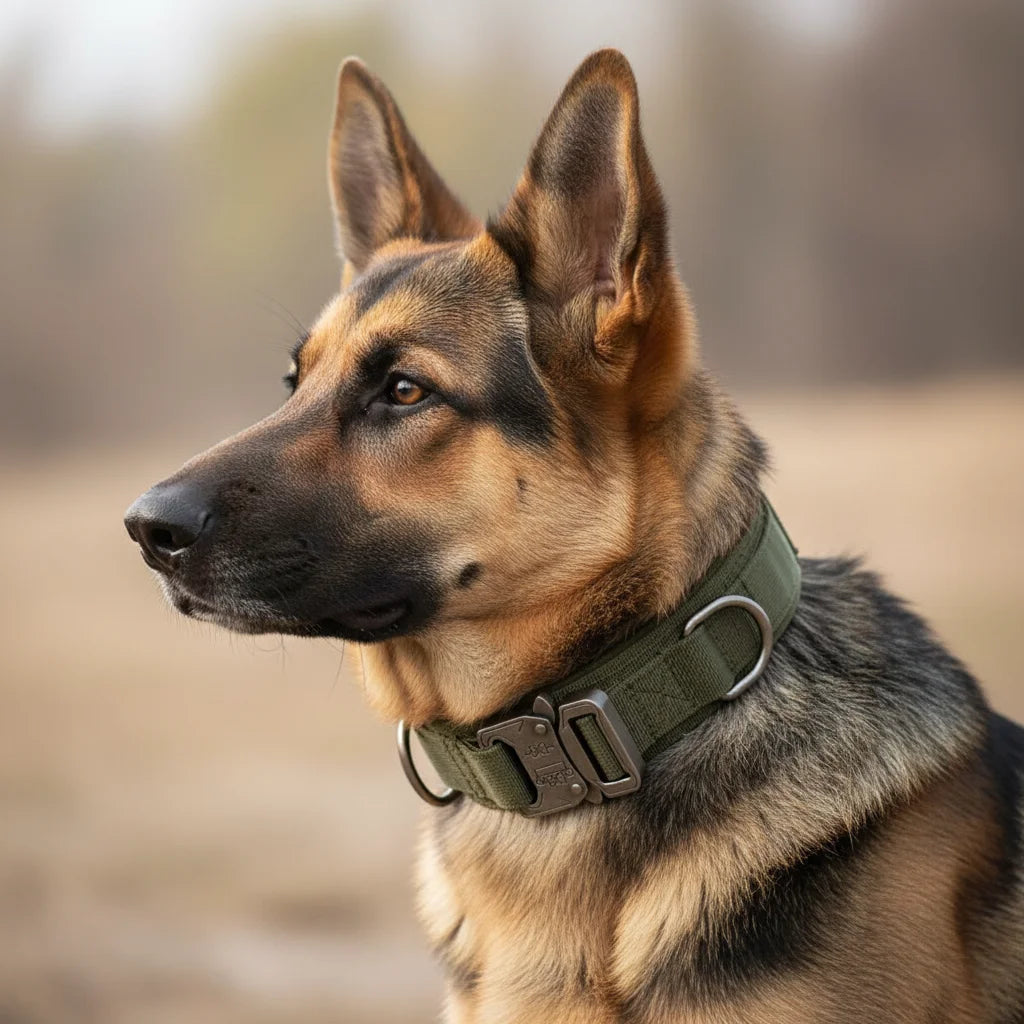 PowerPaw Tactische Hondenhalsband & Riem Set – Verstelbare Nylon Halsband met Schokdempende Bungee Hondenriem