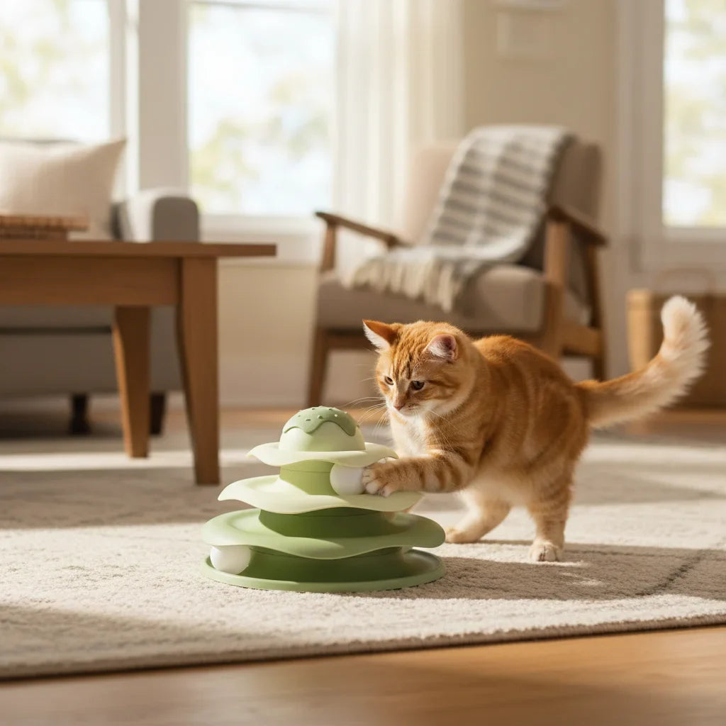 Interactief Speelgoed Kat – Meervoudige Draaitoren Met Rollende Ballen