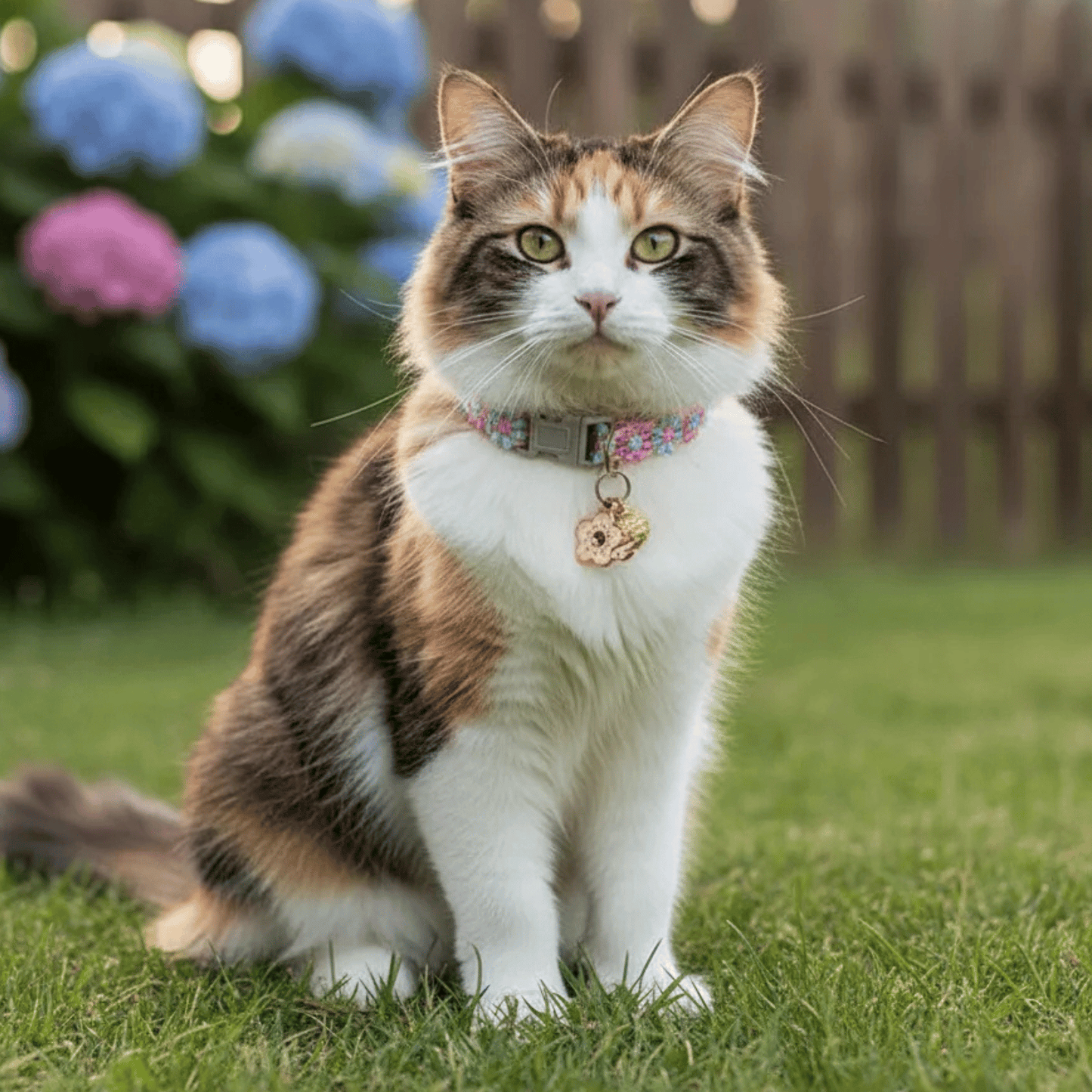 PawBell Kattenhalsband – Verstelbaar Nylon Halsbandje Kat met Bel - Bloemenpatroon