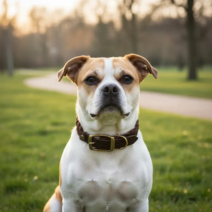BraidedPaws Leren Hondenhalsband– Verstelbare Gevlochten Halsband voor Veilig Wandelen