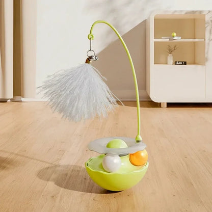 PurrTurn Kattenspeeltje Tuimelaar – Interactieve Draaischijf met Veertjes en Belletje