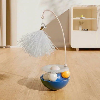 PurrTurn Kattenspeeltje Tuimelaar – Interactieve Draaischijf met Veertjes en Belletje