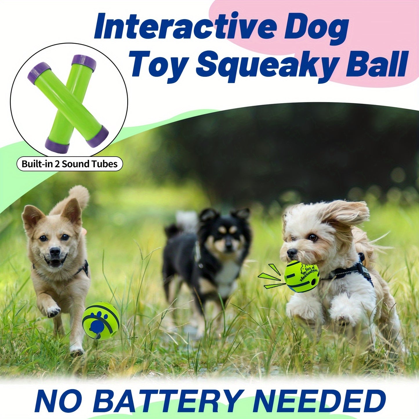 Pet Interactive Rolling Sound Ball Toy, Dog IQ Training Ball, Without Battery