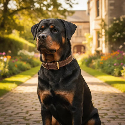CozyCollar - Halsband Hond Verstelbaar Leer – Sterk & Comfortabel - Hondenhalsband Bruin, Zwart