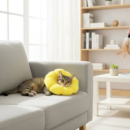 Honden en Kattenkraag Na Operatie – Zachte Pluche Zonnebloem Beschermkraag
