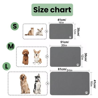 PawTide - Absorb Eetmat – Superabsorberende Antislip Voerbakmat voor Hond en Kat