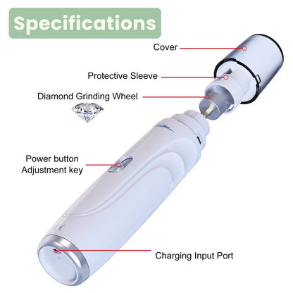 PetPaws – Elektrische Nagelvijl voor Honden en Katten, Wit – Oplaadbaar, 2 Snelheden, Stil en Veilig