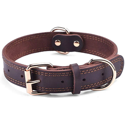 CozyCollar - Halsband Hond Verstelbaar Leer – Sterk & Comfortabel - Hondenhalsband Bruin, Zwart