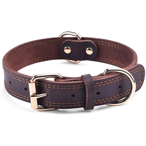 CozyCollar - Halsband Hond Verstelbaar Leer – Sterk & Comfortabel - Hondenhalsband Bruin, Zwart