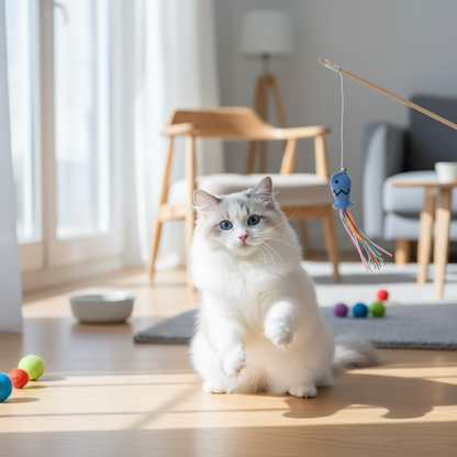 PawLure Kattenhengel – Interactief Kattenspeeltje van Hout voor Binnenkatten