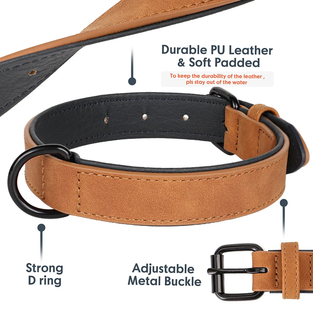 TrailGuard - Halsband Hond Leren Comfort – Verstelbare Halsband Voor Honden - Wandelen
