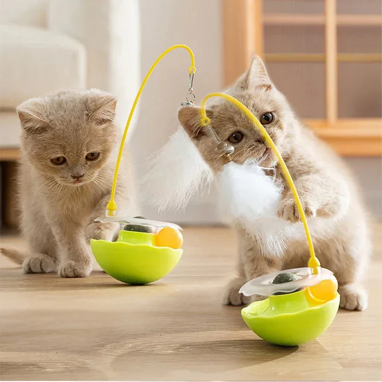 PurrTurn Kattenspeeltje Tuimelaar – Interactieve Draaischijf met Veertjes en Belletje