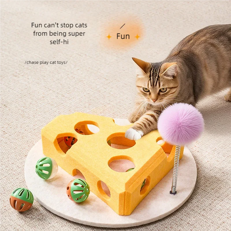 CheeseChase Interactief Kattenpuzzel Speelgoed – Vilt – Mentale Uitdaging & Plezier Voor Binnenkatten