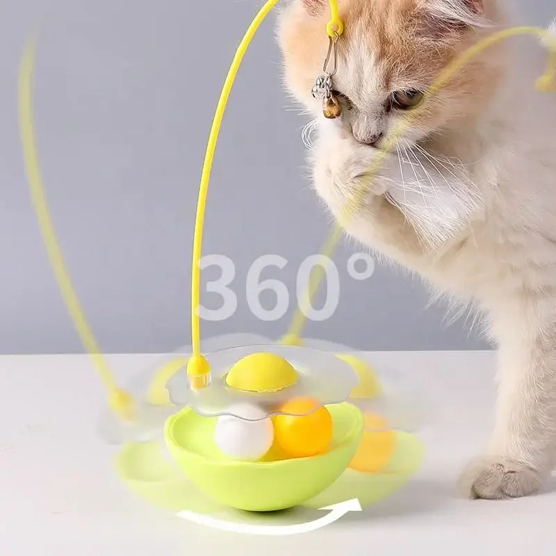 PurrTurn Kattenspeeltje Tuimelaar – Interactieve Draaischijf met Veertjes en Belletje