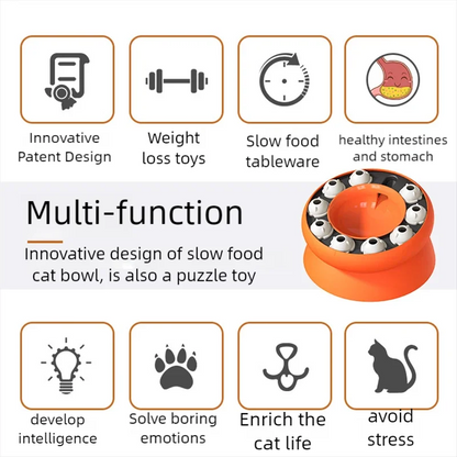 SnackMaze Kat Voerbak – Interactieve Puzzel Slowfeeder Verhoogd voor Gezond Eten