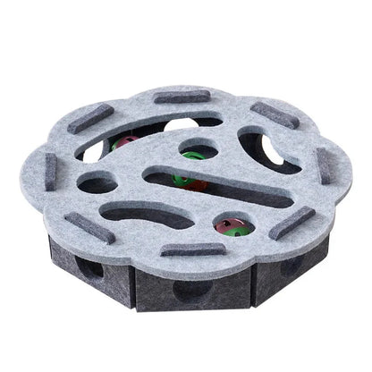 MazeJoy Katten Speelpuzzel – Interactieve Vilt Box met Doolhof en Belbal