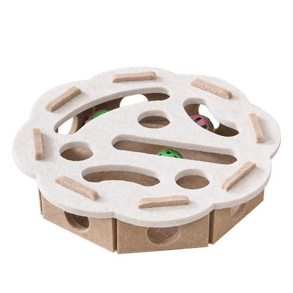 MazeJoy Katten Speelpuzzel – Interactieve Vilt Box met Doolhof en Belbal