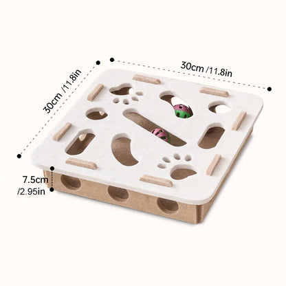 MazeJoy Katten Speelpuzzel – Interactieve Vilt Box met Doolhof en Belbal