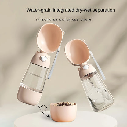 Draagbare Waterfles Hond Met Voedseldispenser – Lekvrije Reisfles Hond