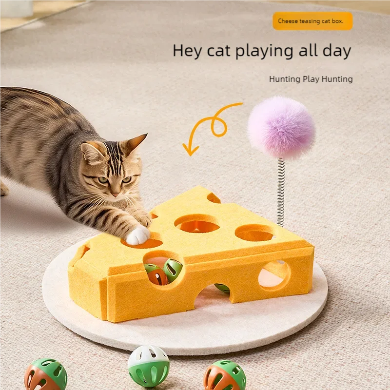 CheeseChase Interactief Kattenpuzzel Speelgoed – Vilt – Mentale Uitdaging & Plezier Voor Binnenkatten