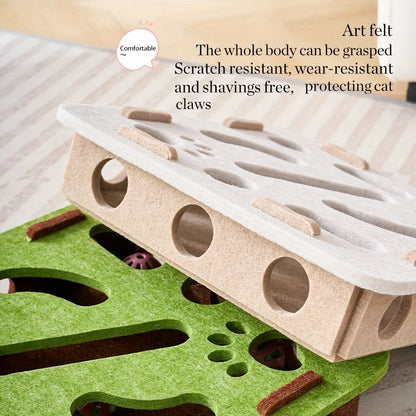 MazeJoy Katten Speelpuzzel – Interactieve Vilt Box met Doolhof en Belbal