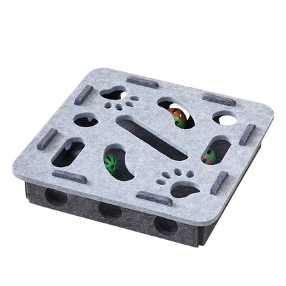 MazeJoy Katten Speelpuzzel – Interactieve Vilt Box met Doolhof en Belbal