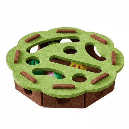 MazeJoy Katten Speelpuzzel – Interactieve Vilt Box met Doolhof en Belbal