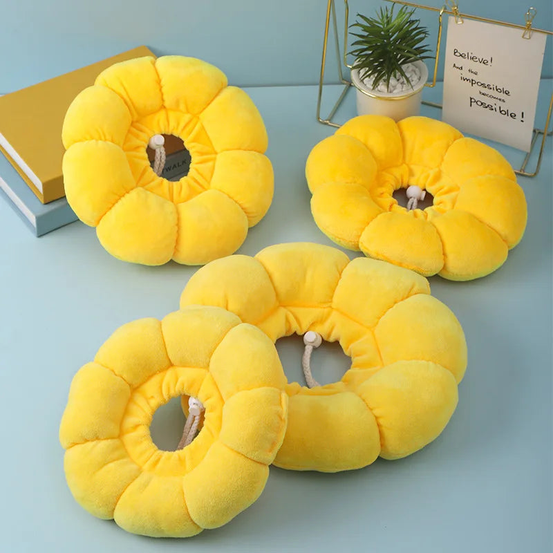 Honden en Kattenkraag Na Operatie – Zachte Pluche Zonnebloem Beschermkraag