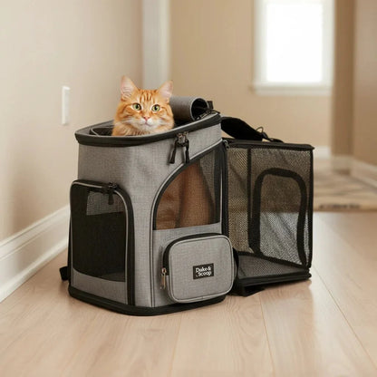 Reismand Kat en Hond - Ademende Kattenrugzak Grijs - Opvouwbaar en Uitschuifbaar