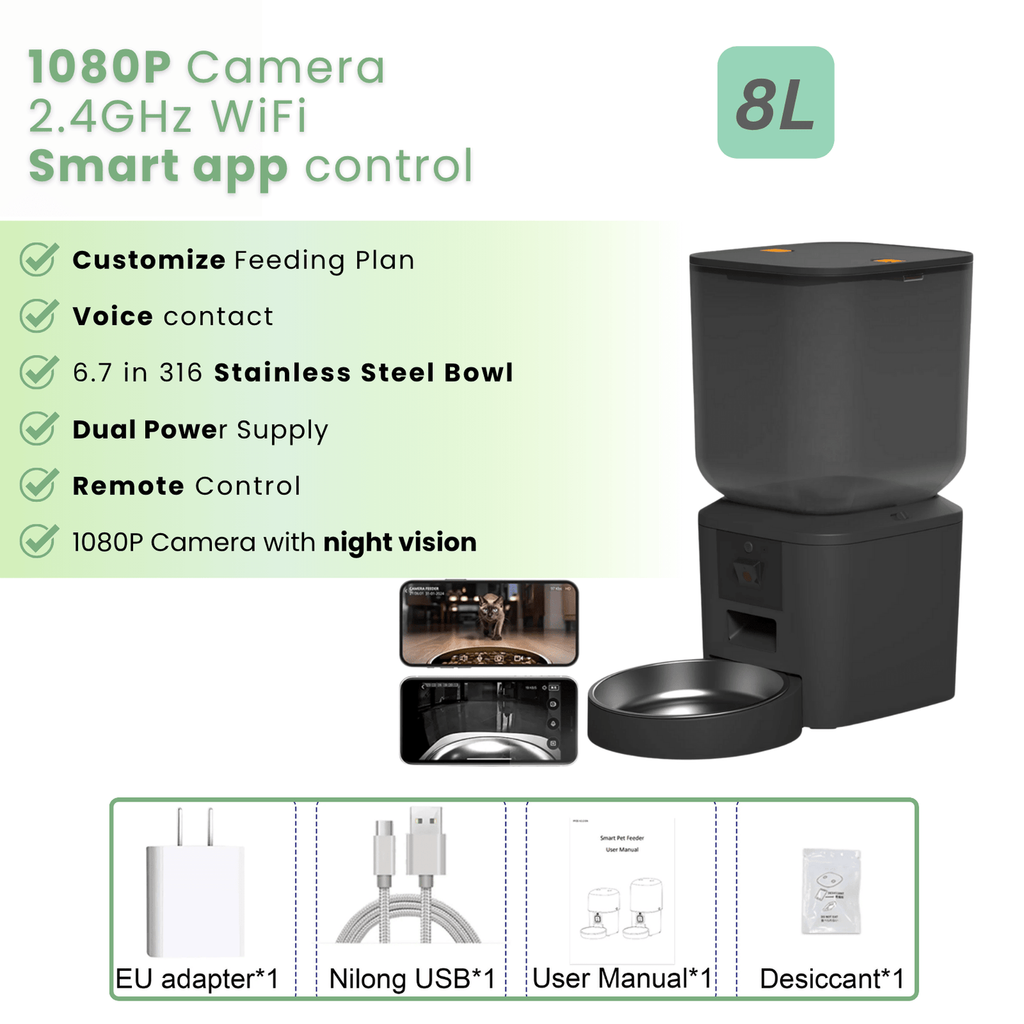 Automatische Voerbak Katten en Honden - Voerautomaat met Camera