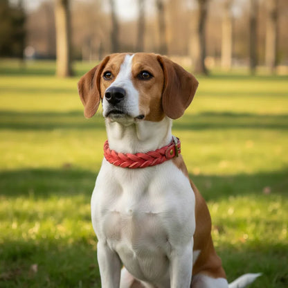 BraidedPaws Leren Hondenhalsband– Verstelbare Gevlochten Halsband voor Veilig Wandelen