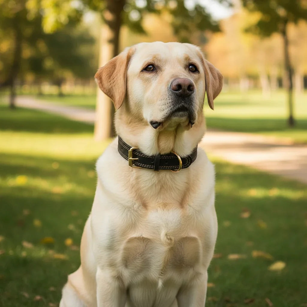 CozyCollar - Halsband Hond Verstelbaar Leer – Sterk & Comfortabel - Hondenhalsband Bruin, Zwart