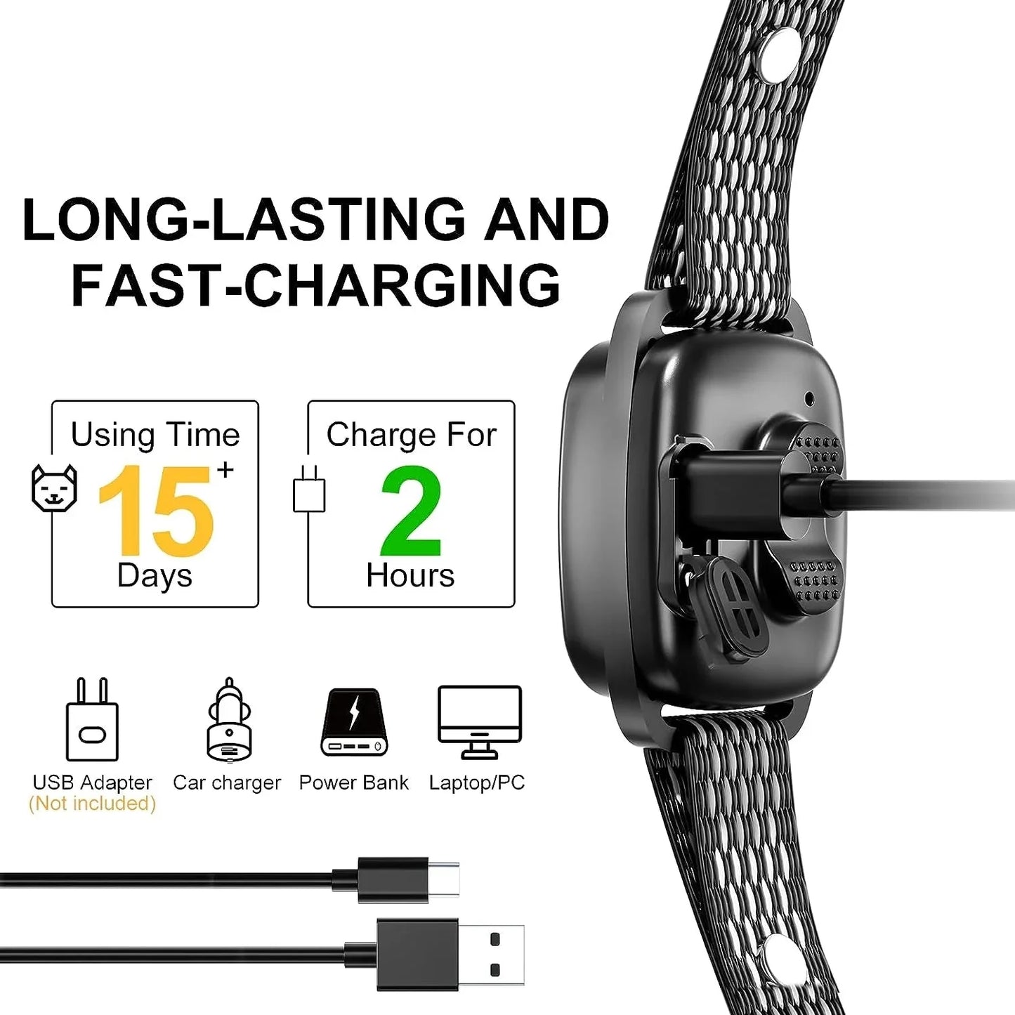 Blafband voor Kleine tot Medium Honden - Zwart, Vibration, Oplaadbaar