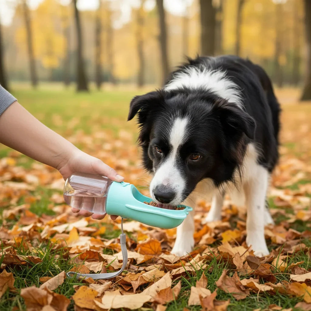 Draagbare Hondenwaterfles Met Afneembare Voedselcontainer – Lekvrije Reisfles Voor Honden