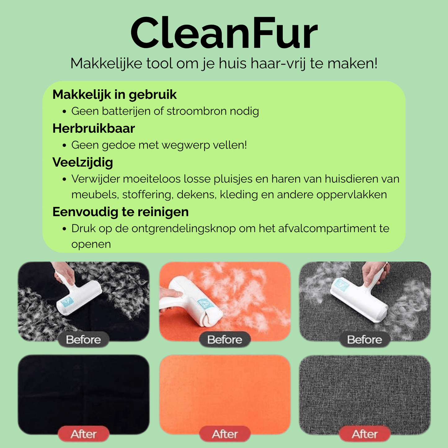 CleanFur - Herbruikbare Huisdier Haarverwijderaar