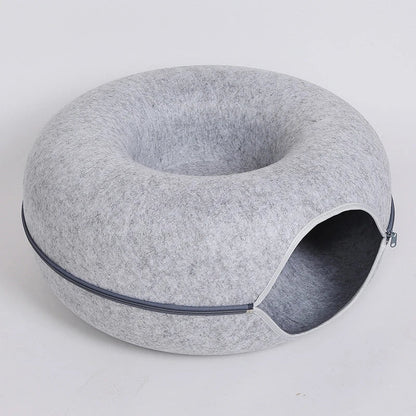 Kattenmand Tunnelbed Donut – Wolvilt Comfort & Speelplek Voor Katten