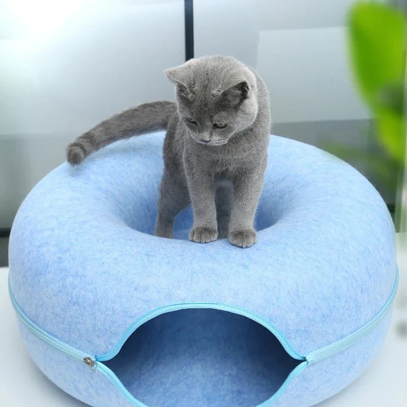 Kattenmand Tunnelbed Donut – Wolvilt Comfort & Speelplek Voor Katten