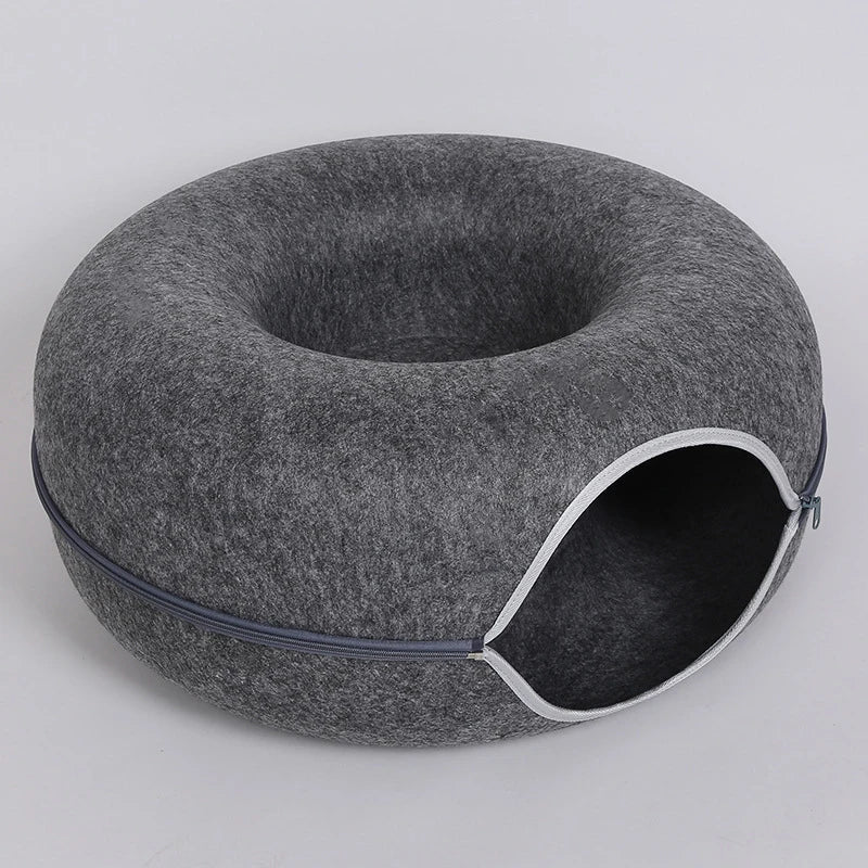 Kattenmand Tunnelbed Donut – Wolvilt Comfort & Speelplek Voor Katten