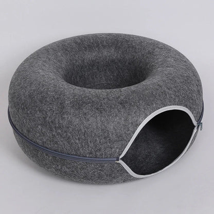 Kattenmand Tunnelbed Donut – Wolvilt Comfort & Speelplek Voor Katten