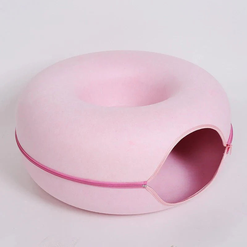 Kattenmand Tunnelbed Donut – Wolvilt Comfort & Speelplek Voor Katten