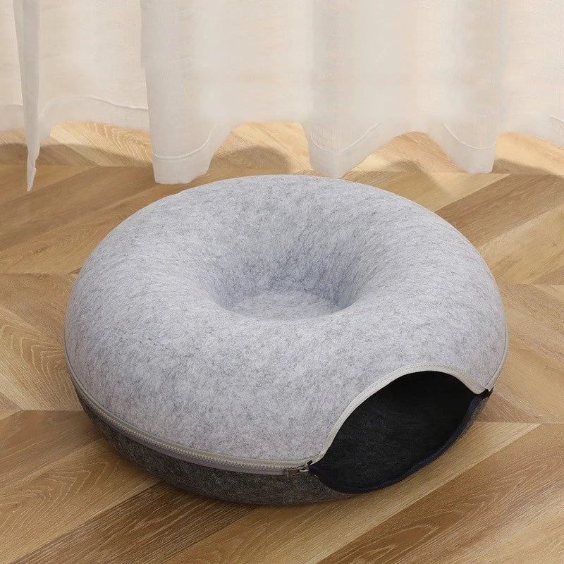 Kattenmand Tunnelbed Donut – Wolvilt Comfort & Speelplek Voor Katten