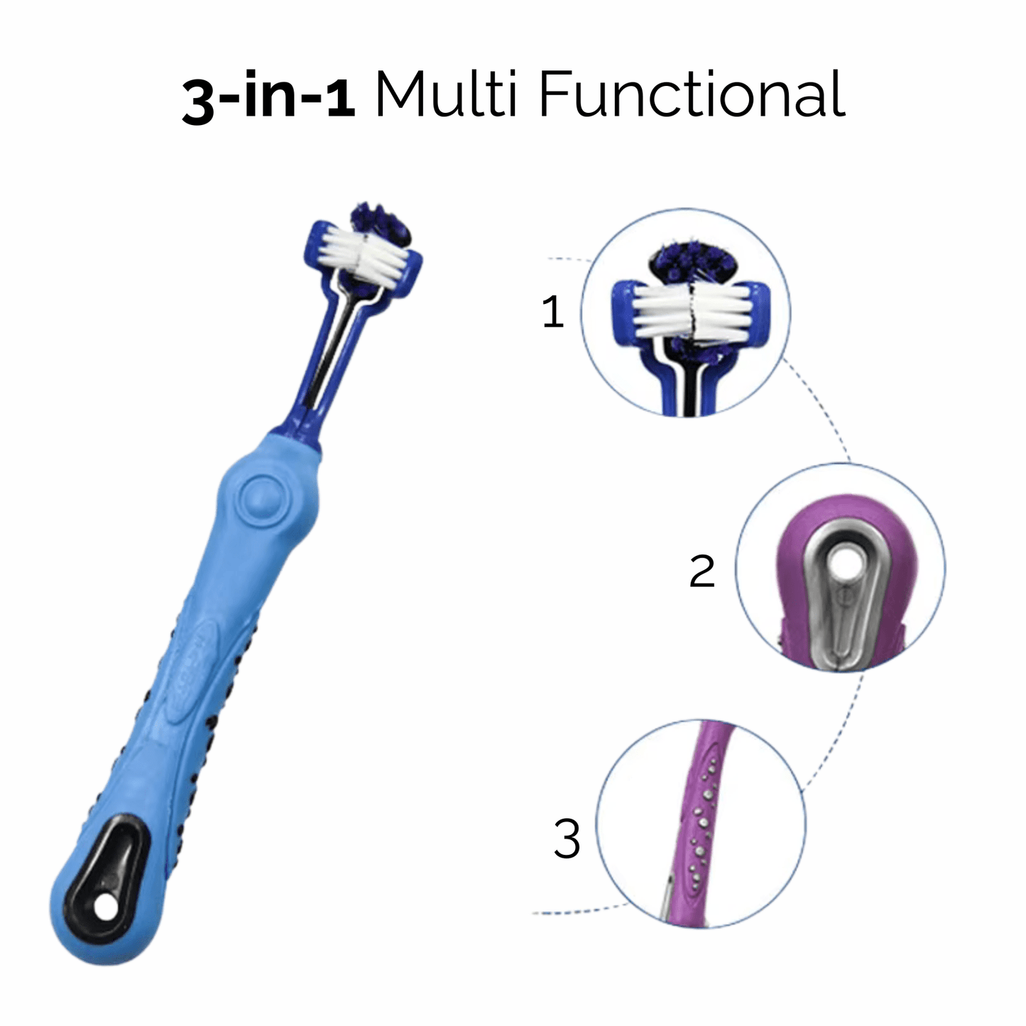 Driezijdige Tandenborstel voor Hond en Kat