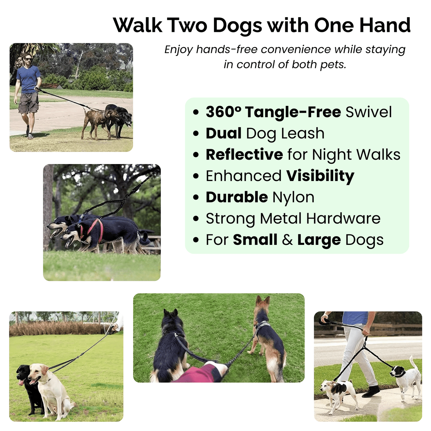 Dubbele Hondenriem- Schokabsorberend