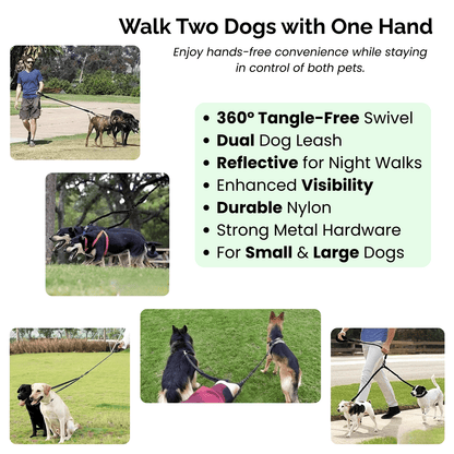 Dubbele Hondenriem- Schokabsorberend