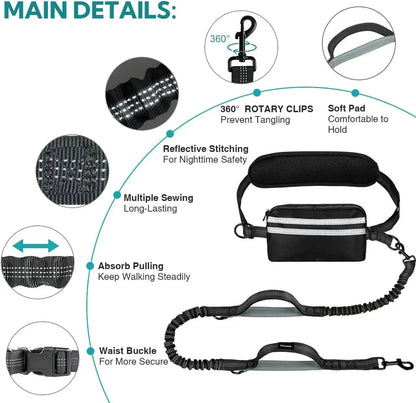 Handsfree Hondenriem met Opbergtasje